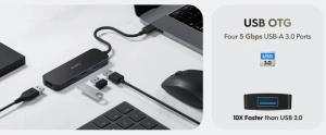 USB 3.0 HUB, 4 porta, Cudy UH40A HUB 4, storage speed 5Gbps, black (alt. UHB-U3P4-03)