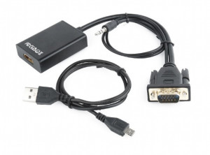 Adapter VGA na HDMI plus audio Gembird A-VGA-HDMI-01, VGA adapter cable, 0.15 m, crni - Img 5