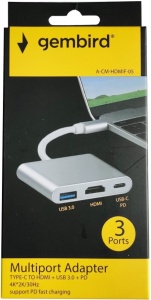 Adapter USB Type-C na HDMI 4K - 30Hz, Gembird A-CM-HDMIF-05 ** plus USB 3.0 - Img 3