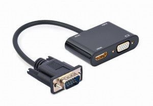 Adapter VGA na HDMI Gembird A-VGA-HDMI-02, VGA adapter cable, 0.15 m, crni - Img 1