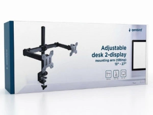 Podesivi dupli stoni držač za monitor, Gembird MA-DF2-01 , tilt, 13-27", max.7kg,