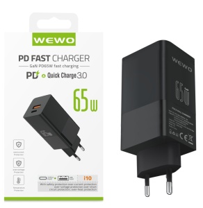 Punjač 65W za mobilni USB A plus USB Type C QC WEWO i10 PD+USB Type-C Punjač QC - Img 2