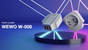Putni punjač sa 3 x USB izlaza, 3.4A, adapteri za EU, UK, USA strujne utičnice, WEWO W-008