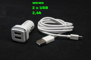 VIP WEWO W-006 AUTO punjač 2 X USB 2,4A plus micro USB kabl za punjenje - Img 2