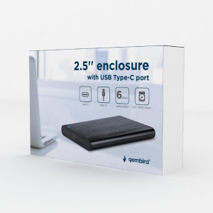 Eksterno kuciste USB 3.1 Type-C za 2.5" SATA hard diskove, , bruseni aluminium, Gembird EE2-U3S-6, crna boja - Img 5