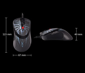 Gejmerski anti vibrate LASERSKI miš, A4Tech A4-XL-747H, 1000Hz/100-3600Dpi, sa tegovima, USB 123mm - Img 5