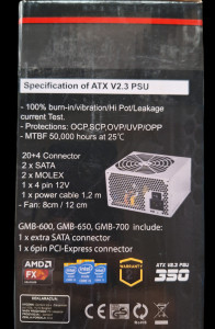 Napajanje ATX Gembird GMB-650-12, 650W 12cm ventilator,20+4pin,4pin,3xSATA,1xIDE 4-pin, 6-pin sa kutijom - Img 4