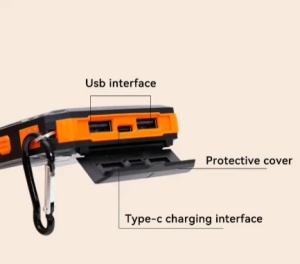Prenosna Eksterna baterija, solar powerbank Gembird HRD-T12 12000mAh 2xUSB, LED lampica, kompas - Img 4