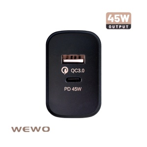 Punjač 45W za mobilni USB A plus USB Type C QC 3.0 45W, WEWO PD 45W, s kablom i bez kabla - Img 3