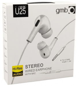Slušalice žične s mikrofonom, Gembird BHP-U25, konektor 1x3,5mm, bele - Img 1