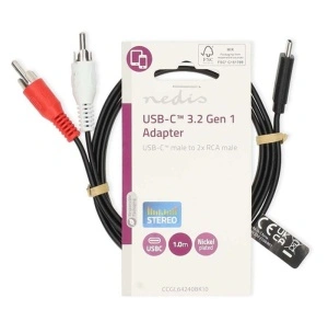 USB Type-C na 2xRCA, Gembird CCGL64240BK10, duž.1m