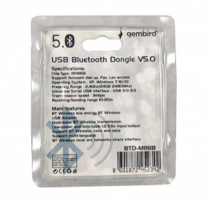 Bluetooth dongle V5.0 Gembird BTD-MINI8 USB3.0/2.0, 2.4Ghz 3MB/s(24Mbps) 8dBm 20m - Img 3