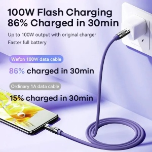 Kabl Type C na TYPE C 100W, REMAX RC-C055 WEFON ELASTIC sa LED lampicom, dužina 1.2m - Img 4