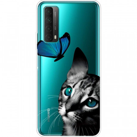Husa pentru Huawei P Smart 2021 - Silicon moale TPU, Transparenta, Imprimeu Pisica