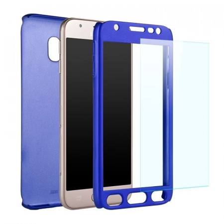 Husa Full Cover (fata + spate + geam sticla) pentru Huawei P9 Lite Mini,Albastru