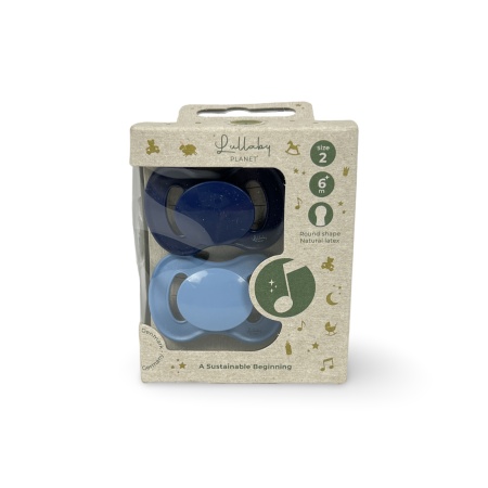 Set 2 suzete cu tetina silicon Lullaby 6m+ bleu/albastru