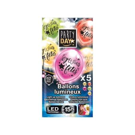 Set de 5 baloane led "Joyeuses fetes(Sarbatori fericite)"