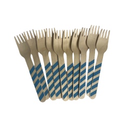 Furculite unica folosinta lemn 10 buc Albastru