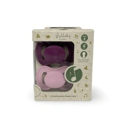 Set 2 suzete cu tetina silicon Lullaby 6m+ roz/violet