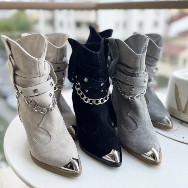 Botine Kiara Chain Crem Piele Naturala - Img 2