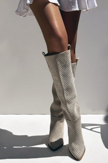 Cizme Ramona Summer Tall - piele naturala- crem - Img 2