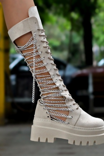 Ghete Chain Tall beige sport - Img 3