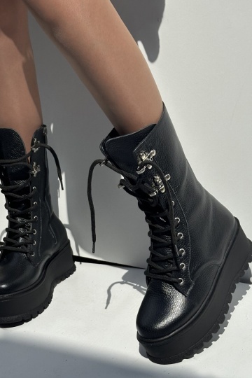 Ghete Ezel black- piele naturala