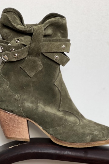 Botine Kiara Kaki Piele Naturala