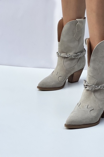 Botine Misuna Bej Piele Naturala - Img 2