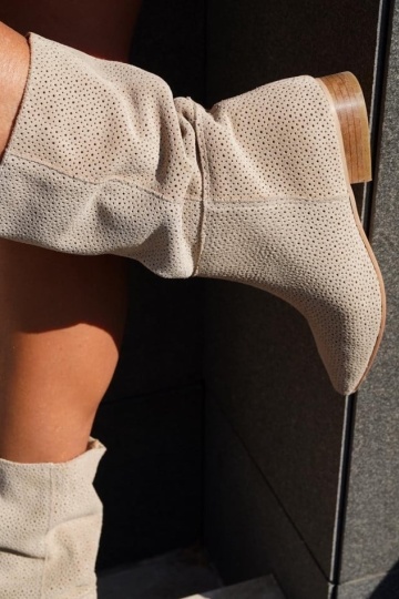 Cizme Kailly short perforate piele naturala