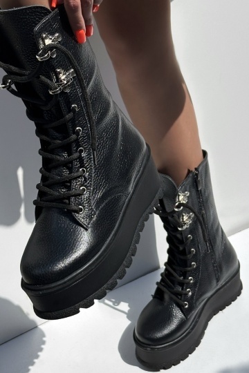 Ghete Ezel black- piele naturala - Img 2
