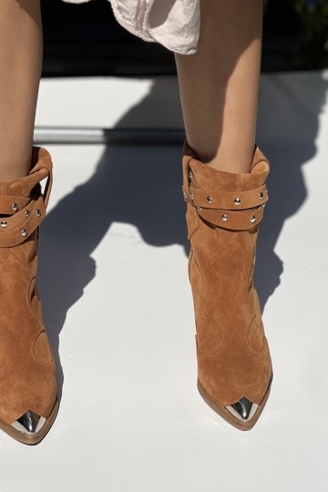 Botine Kiara Chestnut Piele Naturala