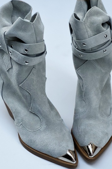 Botine Kiara Piele Naturala - milky- blue - Img 2