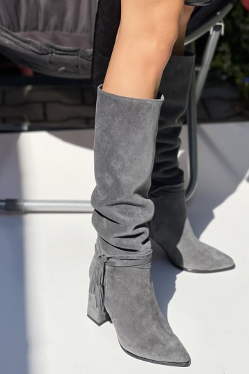 Cizme Linnea Tall Grey Piele Ntaurala
