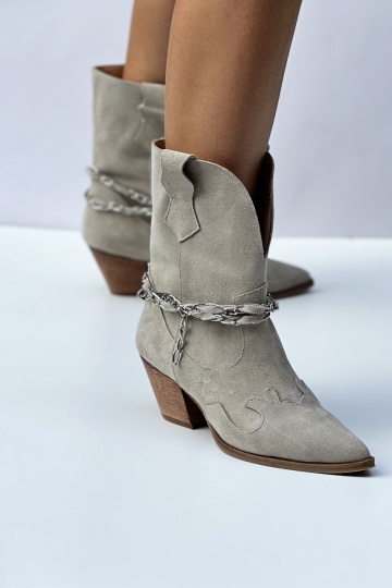 Botine Misuna Bej Piele Naturala
