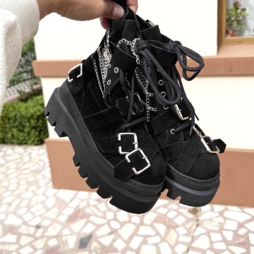 Ghete Chain black - piele naturala