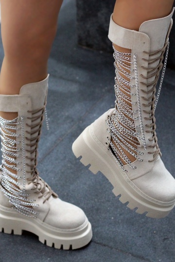 Ghete Chain Tall beige sport - Img 2