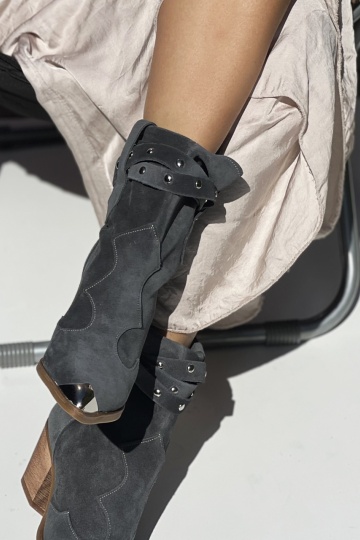 Botine Kiara GREY Piele Naturala