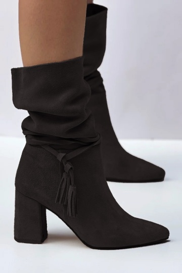 Cizme Linnea Bej sau negru Short Piele Naturala - Img 6