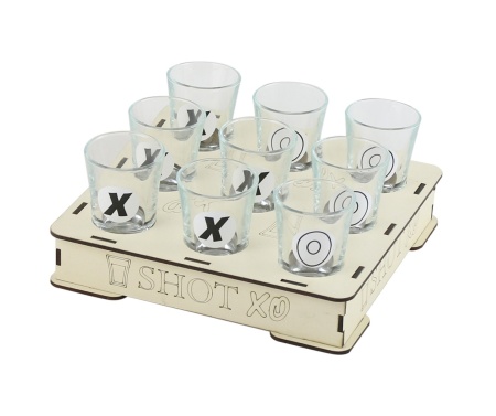 Joc de baut Tic Tac Toe cu 9 pahare Shot x si o