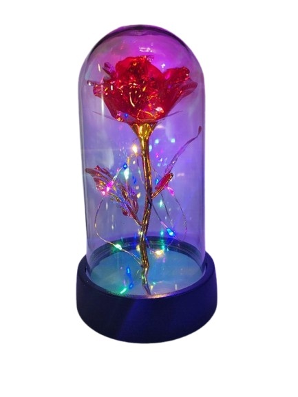 Cupola din sticla cu trandafir si lumini led