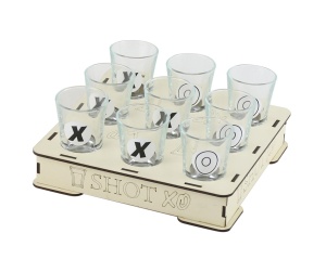 Joc de baut Tic Tac Toe cu 9 pahare Shot x si o