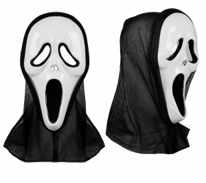 Masca Ghost Face cu acoperire neagră pentru cap