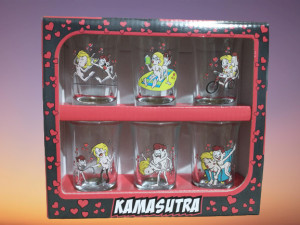 Set 6 pahare tip shot-uri sticla  Design Kamasutra