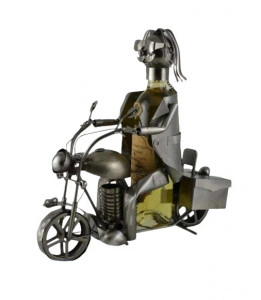 Suport vin din metal Motocicleta cu motociclist