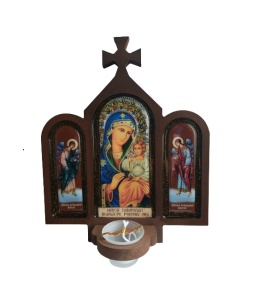 Candelă lemn cu icoane tip vitraliu