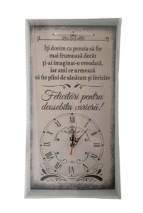 Ceas perete cu mesaj pentru pensionare