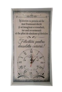 Ceas perete cu mesaj pentru pensionare