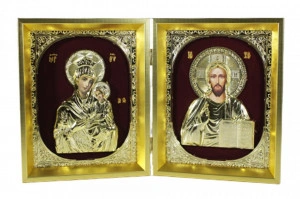 Icoana Diptic aurie Maica  si Mantuitorul Iisus