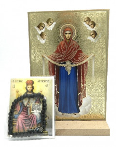 Icoana pe suport din lemn cu un cadou religios - Img 2